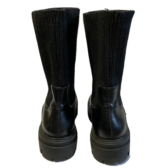 ZARA Lug Sole Chelsea Sock Boot In Black - Picture 5 of 8